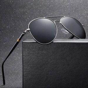 Mens Metal Aviator Sunglasses Gunmetal Gray Frames Polarized Lenses New
